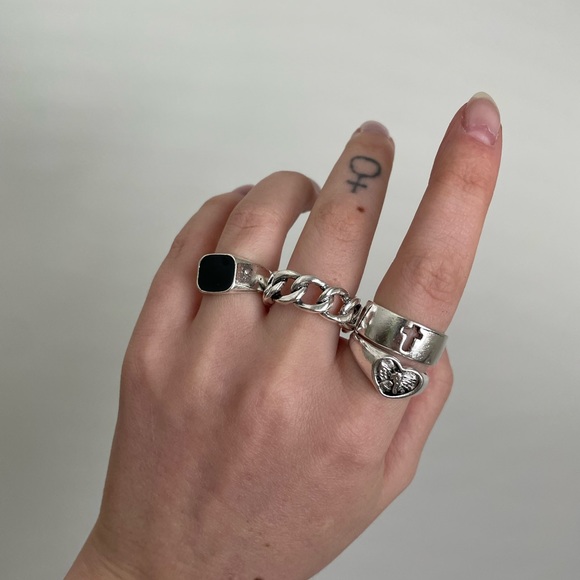 Silver Chain Ring Set - Picture 2 of 5